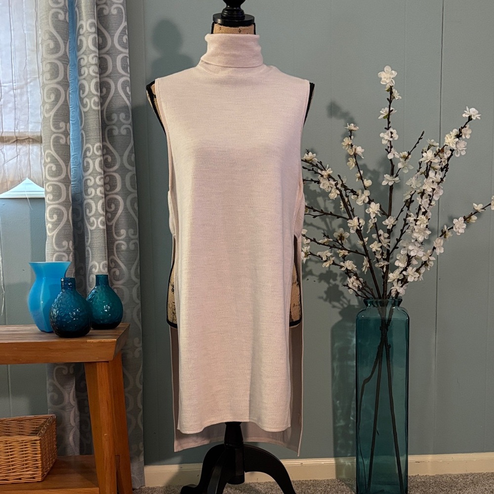 Adam Lippes Merino Wool Open Side Turtleneck Tunic Sweater